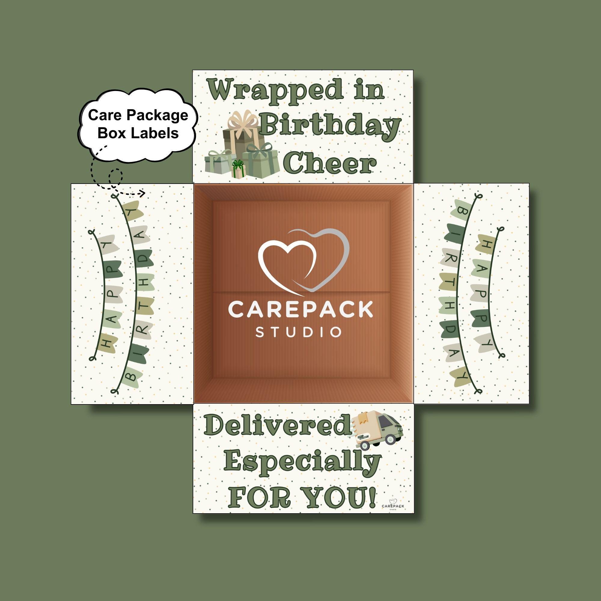 Label Flapping Birthday Care Package Printable Box Flap Label Instant Download ...