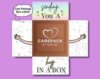 Send a Hug Care Package Flap College Printable, Military Deployment Gift Box Decor, Missionary Care Box Label