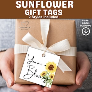 Sie sind ein Segen Geschenk druckbare Sonnenblume Geschenkanhänger, Blumen Geschenk Hinweis Anhänger für jeden Anlass Blumenstrauß Etikett, Bauer Freund Kirchenpersonal