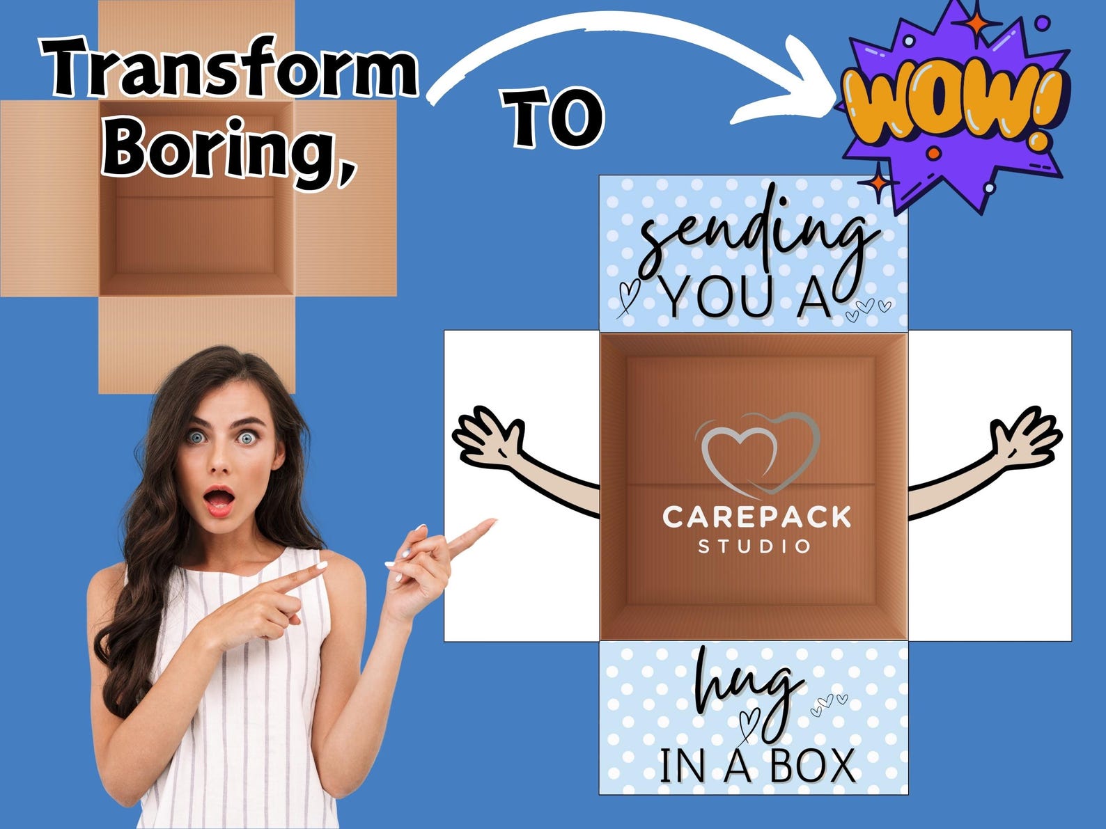 Hug in a Box Care Package Labels Printable Download Box Flap Decor Miss ...