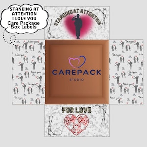Deployment Valentine&#39;s Care Package Labels Printable Box Flap Label Military Care Box Spouse Deployed Husband Soldier Patriotic Love Label