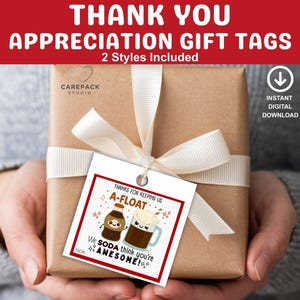Thanks for Keeping Us A Float Gift Tag, Root Beer Float Soda Hang Tag, Teacher Appreciation Week, Employee Thank You Project Team Gift