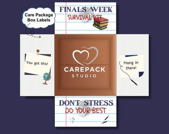 College Boys Care Package Labels Survival Kit Printable Gift Box Decor for Box Flaps Don't Stress Do Your Best Student Exam Week Freshman