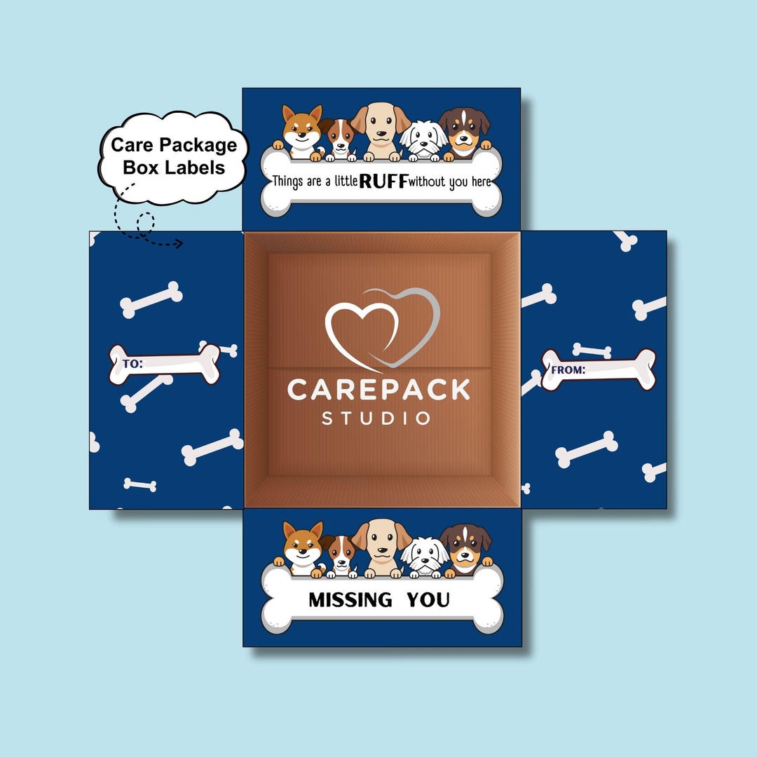 Its Ruff Without You Ruff Without You Here Care Package Label Digtial Download Printable Box ...