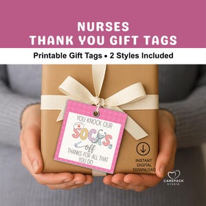 Nurse Appreciation Sock Gift Tags, Fuzzy Socks Tag, Printable Thank You Gift Tag, CNA LPN RN Nurse Appreciation Week, Medical Hospital Staff