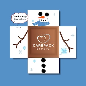 Winter Snowman Theme Care Package Labels, Printable Decoration for Box Flaps, Can Be Used for Christmas Military Families or College Kids