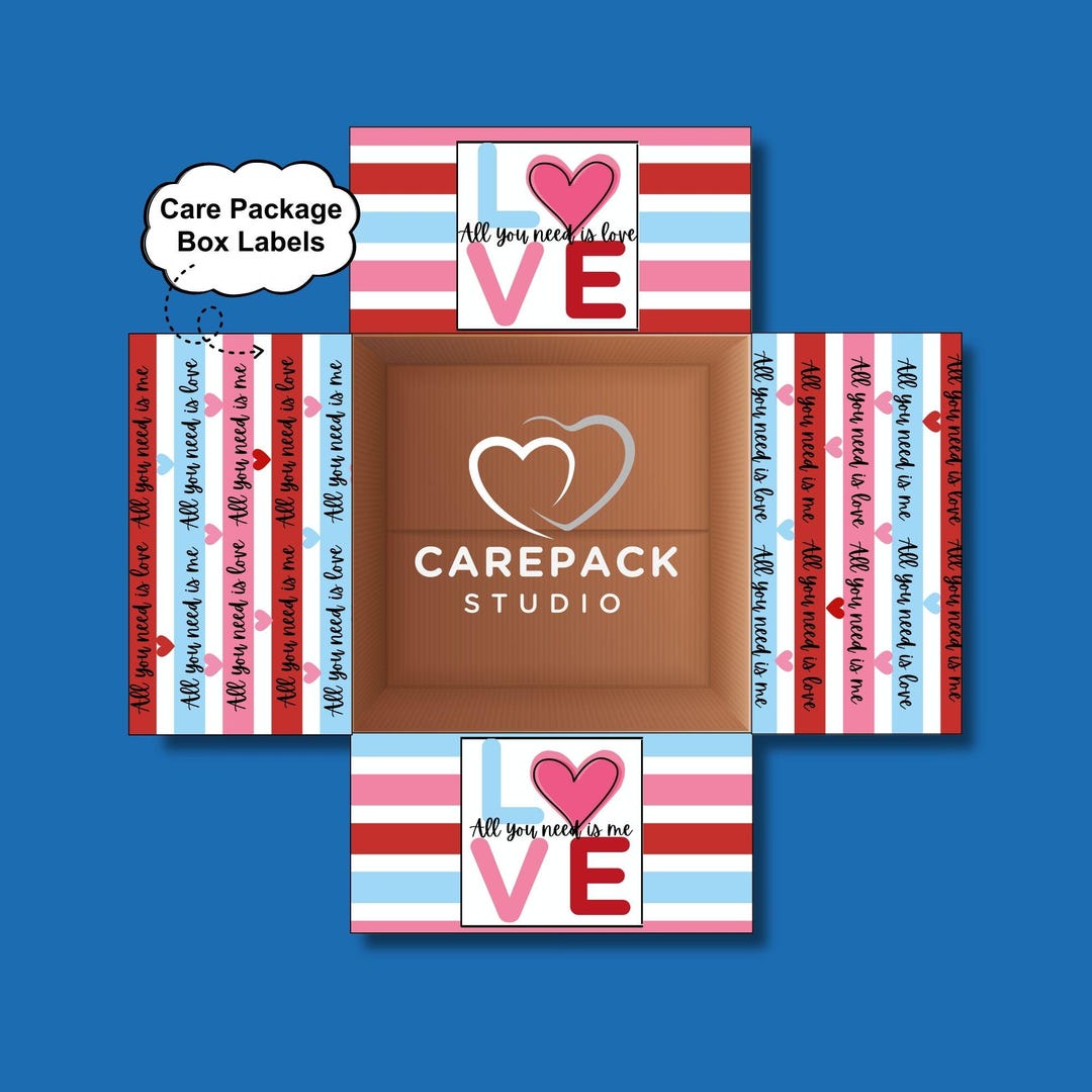Label Flapping Love Care Package Printable Box Flap Labels Valentine Box Label College ...