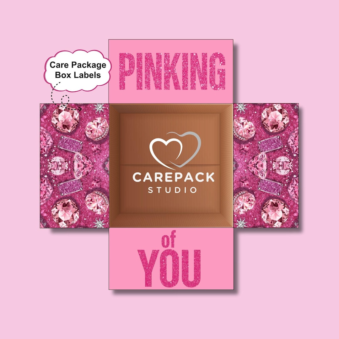 Pink Care Package Printable Labels, Pinking of You Theme, Encouragement ...