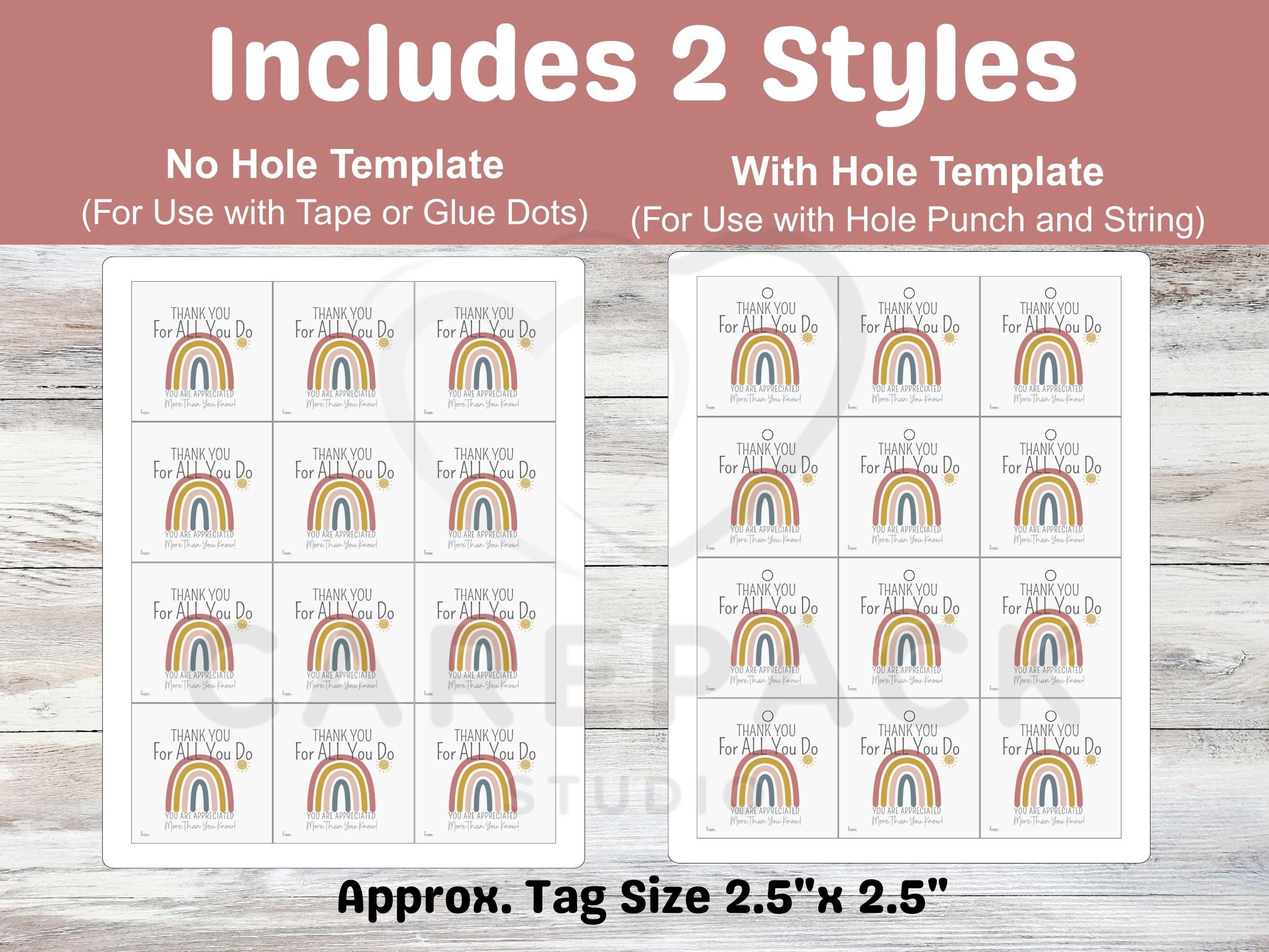 Printable Rainbow Gift Tag, Thank You for All You Do Staff Appreciation ...