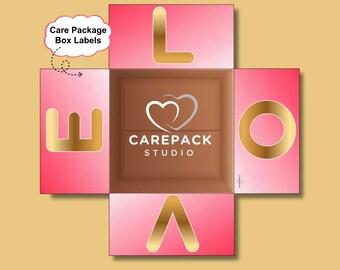 Valentine Care Package Printable Box Flap College Student Valentine's Day Gift Box Labels Boyfriend Deployment Gift for Him Box Label Hearts