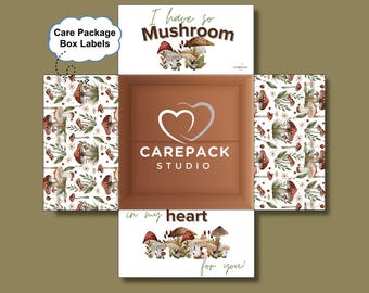 Mushroom Friendship Care Package Labels, Instant Download Printable Decoration for Box Flaps, Garden Plant Theme Military Deployment College