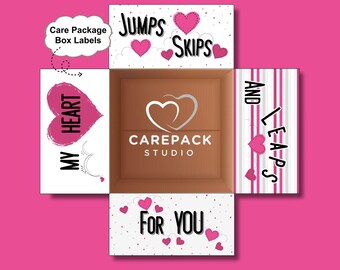 My Heart Skips Care Package Valentine Day Box Flap Labels, Husband Military Deployment Boyfriend Long Distance Love Care Box Label Printable