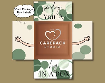 Care Package Flap College Printable Send a Hug, Military Deployment Gift Box Decor, Missionary Care Box Label
