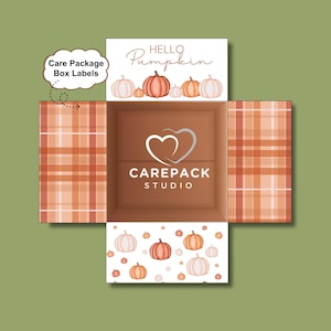 Hello Pumpkin Thanksgiving Care Package Labels, Print at Home Box Flap Decor, Gift Box College Students Military Deployed Family Missionary