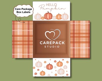 Hello Pumpkin Święto Dziękczynienia Etykiety Paczek Opieki, Drukuj w Domu Dekoracja Klapy Pudełka, Pudełko Prezentowe Studenci College Wojskowy Misjonarz Rodzinny