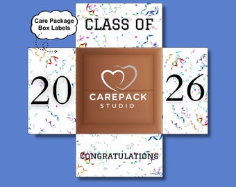 Class 2026 Care Package Label Printable Box Flap College Graduate Gift Tag Congratulation Senior Gift Box Graduation Celebration Care Box