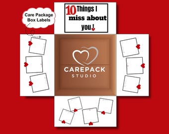 10 Things I Miss About You Care Package, Instant Download Printable Label Decor Box Flaps, Valentine's Day Love You Miss You Long Distance