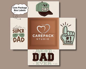 Care Package Printable Father’s Day Box Flap, Dad Appreciation Instant Download Label for Gift Box, Super Dad Care Box Long Distance