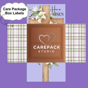 Easter Christian Care Package Labels Printable Box Flaps Wooden Cross Bible Gift Sunday School Teachers Missionary Volunteer Overseas Worker