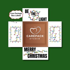 Be the Light Christian Care Package Labels Printable Merry Christmas Box Flap for Missionary Volunteers Sunday School Teacher Bible Verse