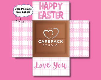 Pink Happy Easter Care Package Flap Instant Download Printable Label Decor Passover Celebration Gift College Student Missionary Gift Girl