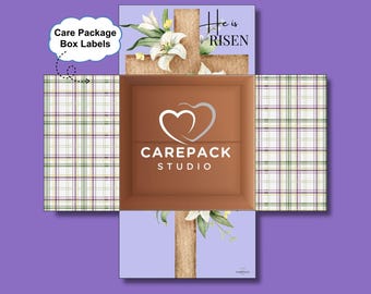 Care Package Printable Box Flaps Easter Christian Cross Bible Gift Sunday School Teachers Missionary Volunteer Overseas Gift Box Decor Lily