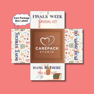 Etichette per pacchi regalo per la settimana degli esami finali universitari, download immediato, decorazioni stampabili per le alette delle scatole, kit di sopravvivenza per l'università, esami di metà semestre, semestre autunnale