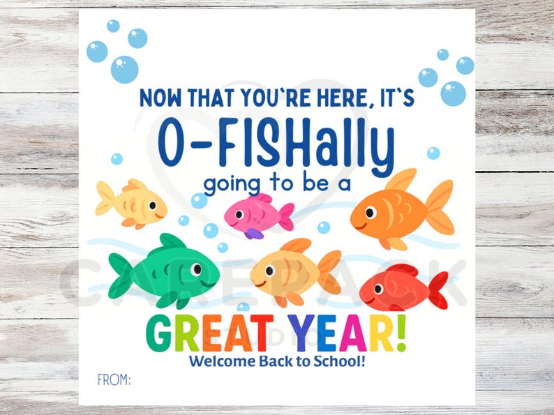 Welcome Tooffish Welcome Back to School Fish Printable Gift Tag, Classroom Gift Tag for ...