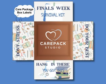 College Finals Week Care Package Labels, Instant Download Printable Decor for Box Flap, College Survival Kit, Midterms Exam Spring Semester