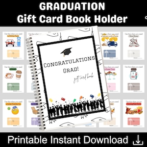 Carnet de cartes-cadeau pour l'obtention du diplôme Idée bien pensée pour l'obtention du diplôme Carnet de cartes-cadeau imprimable Organisateur de cartes-cadeaux souvenir pour diplômé du secondaire