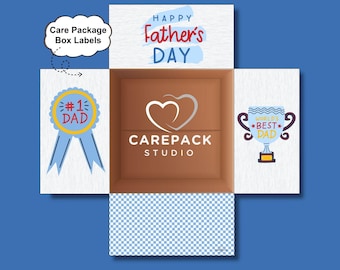 Happy Father's Day Care Package Label Printable Box Flap Decor Download Number One Dad Gift Box Appreciation Gift for Dad
