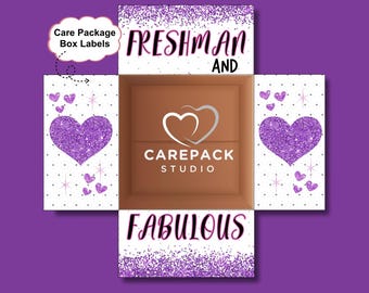 College Freshman Care Package Gift Box Labels, Printable Welcome Move In Dorm Surprise, First Year College Girl Gift Idea, Box Flap Decor