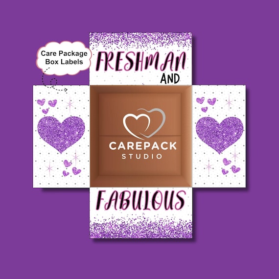 College Freshman Care Package Gift Box Labels, Printable Welcome Move In Dorm Surprise, First Year College Girl Gift Idea, Box Flap Decor