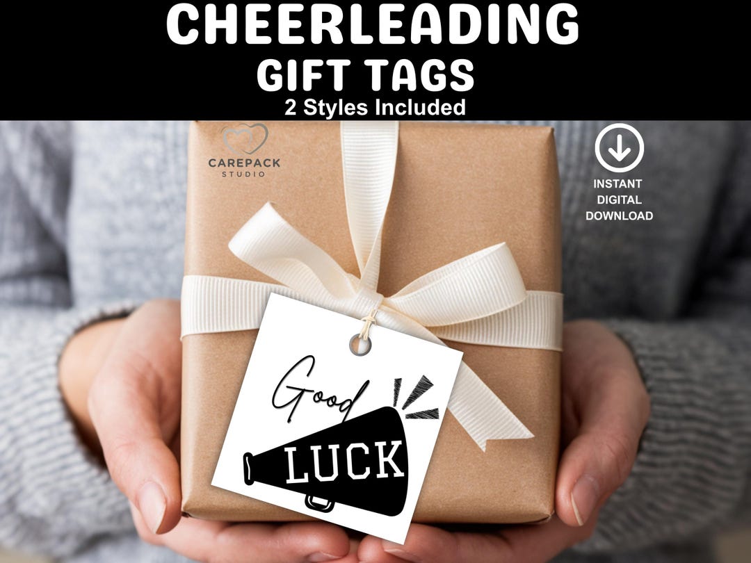 Printable Cheerleading Gift Tag, Good Luck Cheer Team Snack Tag Labels ...