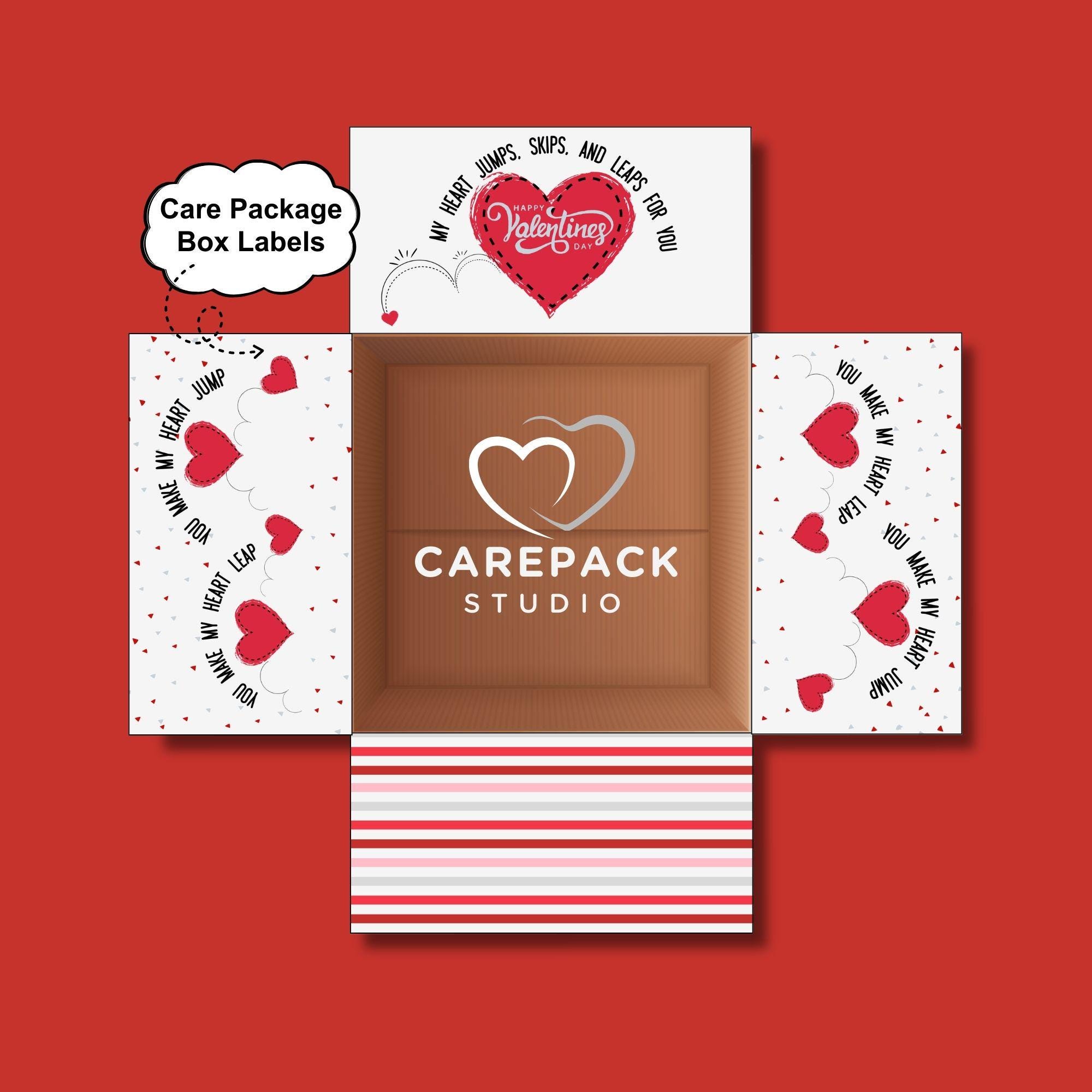 Label Flapping Heart Love Care Package Printable Box Flap Labels Valentine Box Husband ...