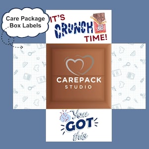It&#39;s Crunch Time You Got This Care Package Box Labels Instant Download Printable Box Flaps Decoration for University Final Exams Week Tests