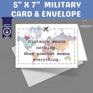 Biglietto d'auguri militare stampabile 5x7, download immediato, biglietto vuoto per scatola regalo per soldati militari, busta stampabile
