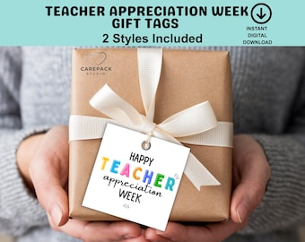 Happy Teacher Appreciation Week Gift Tag, End of Year Thank You Teacher Gift Printable Bag Hang Tag, DIY PTA or PTO Gift, School Teacher