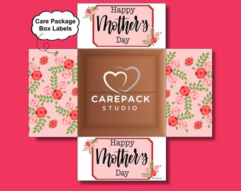 Care Package Flap Printable Label Mother's Day Gift Box Decor Mother-in-law Appreciation Gift Box Pink Floral for Mom Holiday Present Tag