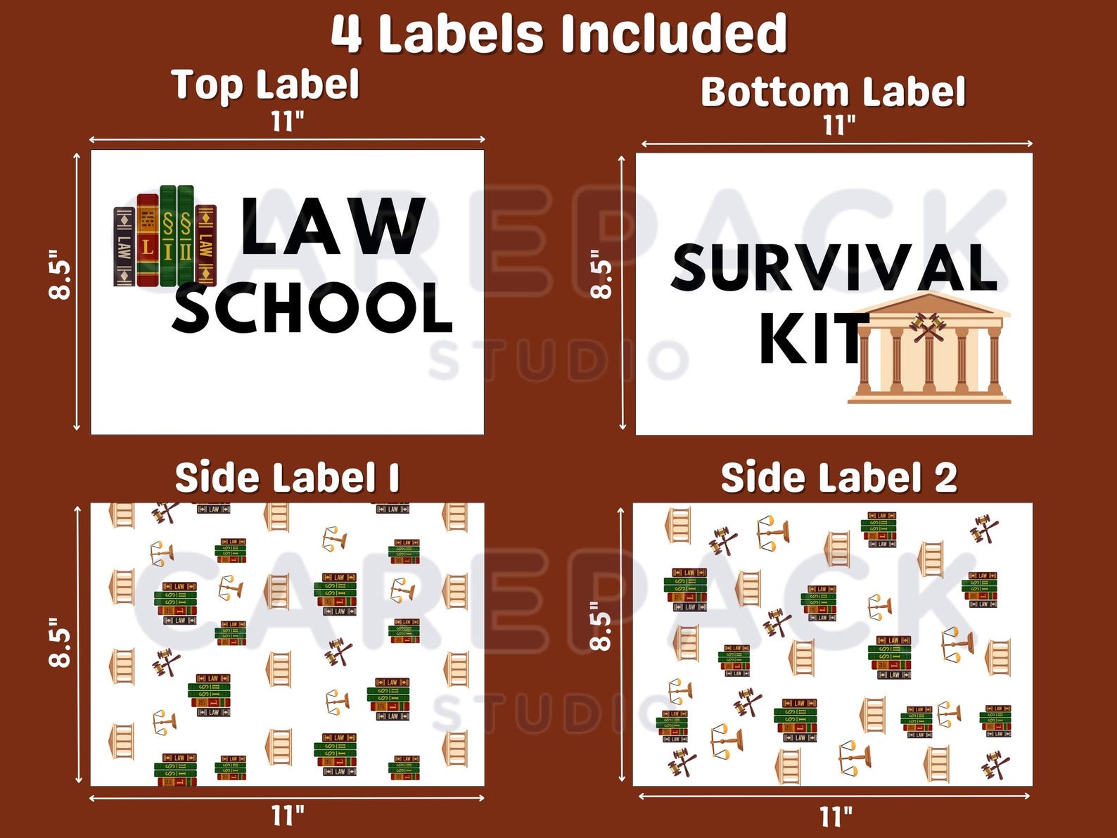 Law Care Package Label Printable Box Flap Decor for University Students ...