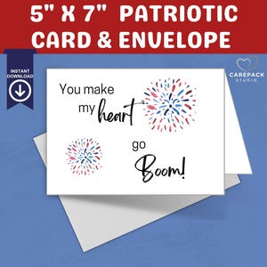 Biglietto d'auguri patriottico stampabile 5x7, download immediato, biglietto vuoto per supporto militare, scatola regalo per la famiglia, busta stampabile