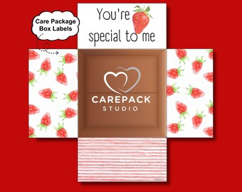 You're Special To Me Care Package Label Printable Box Flap Digital Download Strawberry Theme Special Someone Care Box Label Appreciation