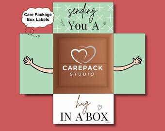Printable Care Package Flap Send a Hug Labels College Care Package Military Deployment or Brighten Your Day Gift Box Decor