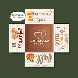 Pumpkin Spice Fall Care Package Labels, Printable Box Flap Decor for Gift Box, Everything Nice Autumn Gift Box, College Freshman Students