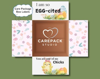 Easter Printable Care Package Label Instant Download Box Flap College Care Box Military Deployed Daughter Spring Chick Egg Girl Gift Box