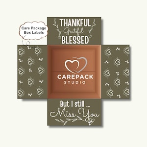 Care Package Printable Label, Printable Decoration for Box Flap, Thankful Grateful Blessed But I Still Miss You, Fall Theme Care Support Box