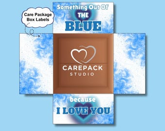 Thema Blau Thema Pflege Paket Label Printable Box FlapMilitär Einsatz Liebe Freund Ehemann Label Pflegebox College Studenten Überraschung Label