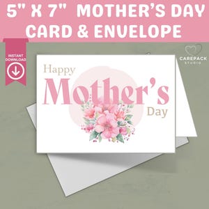 Muttertag 5x7 Grußbild Karte Sofortiger Download, leere Karte für neue Mütter, Mama Care Paket Geschenkbox, druckbarer Umschlag