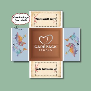 Distance Care Package Label, Instant Printable Decor Box Flaps, You Are Worth Every Mile Between Us, Military Deployment College, Valentine