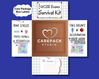 GCSE Exams Survival Kit Care Package Label, Instant Download Printable Decoration for Box Flaps, Exam Encouragement Label for Students